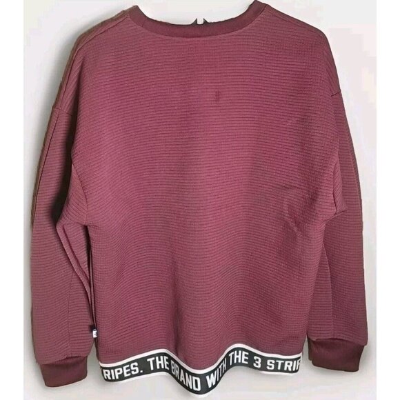 Adidas Womens Sweatshirt Size Large Maroon Logo Three Striped Pullover Logo - Picture 2 of 7